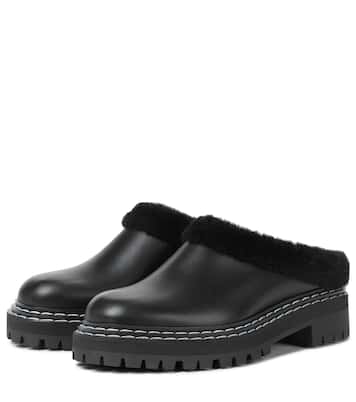 Slippers aus Leder mit Shearling | Proenza Schouler