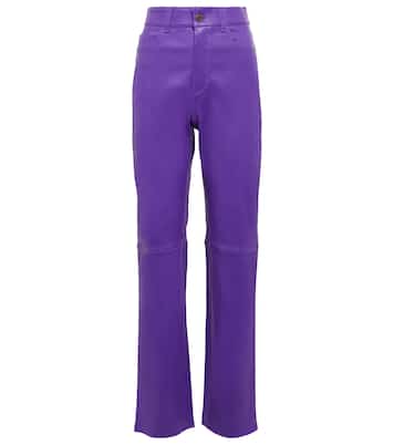 Pantalon droit Terry à taille haute en cuir | Stouls