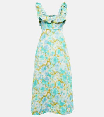 Abito midi Hide Tide in lino con stampa | Zimmermann