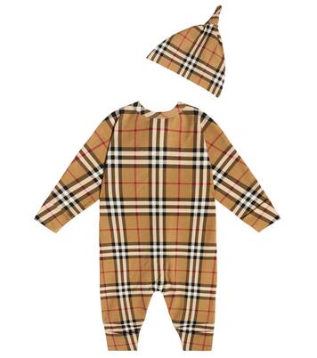 Baby Burberry Check onesie and hat set | Burberry Kids