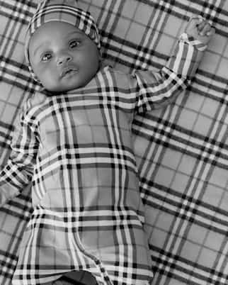 Baby Burberry Check onesie and hat set | Burberry Kids