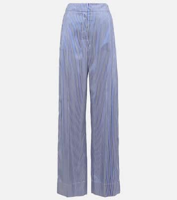 Striped high rise silk wide leg pants in blue Burberry Mytheresa
