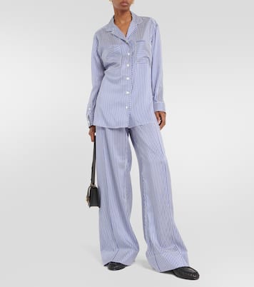 Pantaloni in seta a gamba larga a righe | Burberry