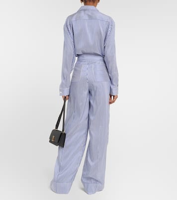 Pantaloni in seta a gamba larga a righe | Burberry