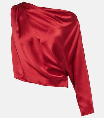 Draped one-shoulder silk satin top | The Sei
