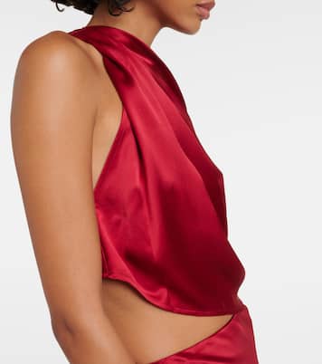 Draped one-shoulder silk satin top | The Sei