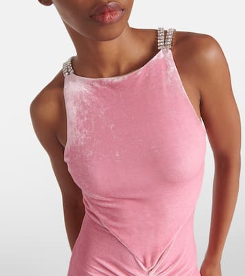 Embellished ruched velvet gown  | Rabanne