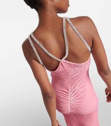 Embellished ruched velvet gown  | Rabanne