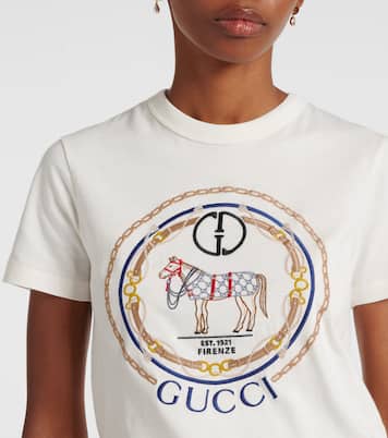 Interlocking G cotton jersey T shirt in multicoloured Gucci Mytheresa