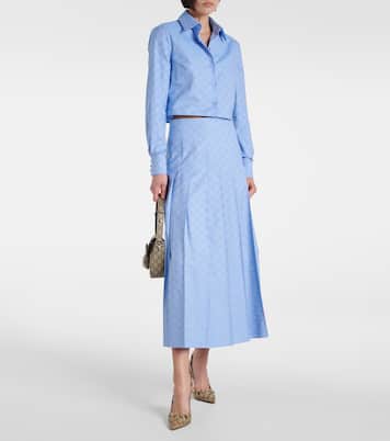 Camisa oxford cropped de algodón con GG | Gucci