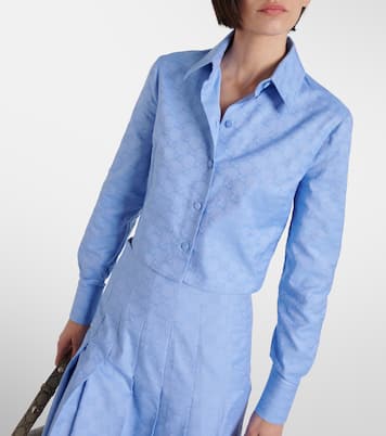 Camisa oxford cropped de algodón con GG | Gucci