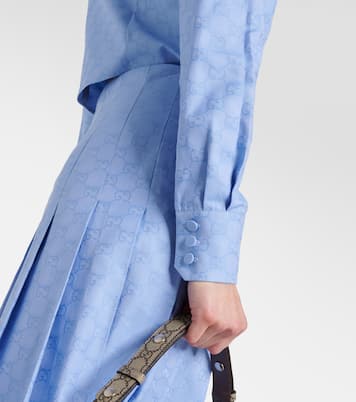Camisa oxford cropped de algodón con GG | Gucci