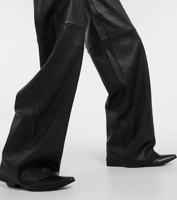 Pantaloni a gamba larga in pelle a vita alta | Stouls