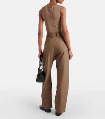 High-rise wool-blend straight pants | Lemaire