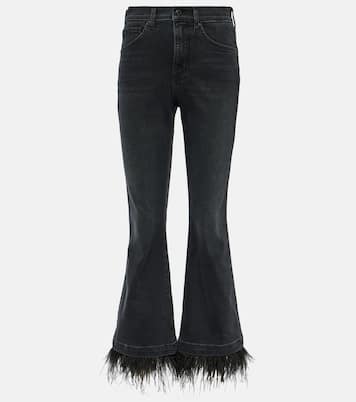 High-Rise Flared Jeans Carson mit Federn | Veronica Beard