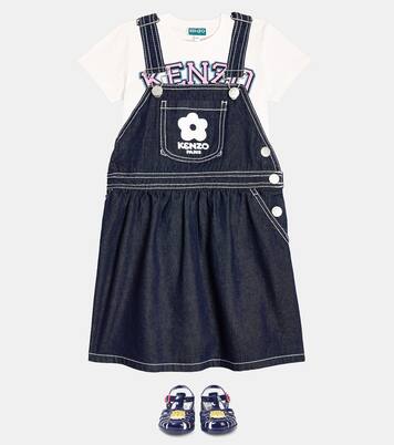 Robe brodée en jean à logo | Kenzo Kids