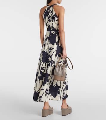 Vestido midi de algodón floral | Brunello Cucinelli