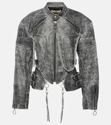 Chain-detail leather jacket | KNWLS
