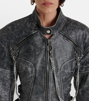 Chain-detail leather jacket | KNWLS