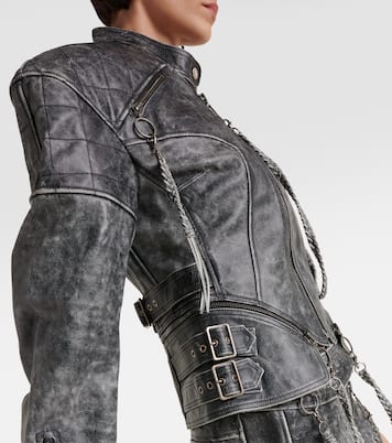 Chain-detail leather jacket | KNWLS