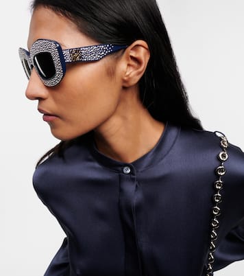 Pavé Screen embellished square sunglasses | Loewe