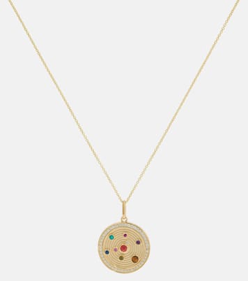 Collar con colgante The Universe Coin de oro de 14 ct con piedras | Sydney Evan