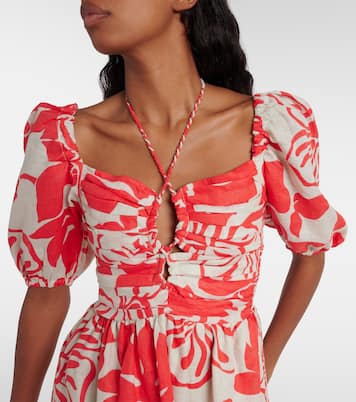 Vestido corto Odelia de lino floral | Faithfull