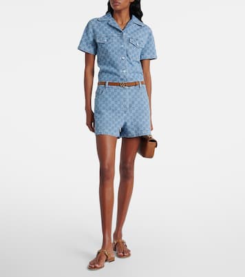 GG denim jacquard romper | Gucci