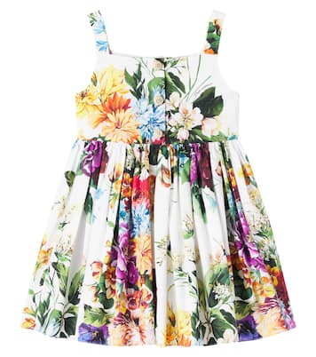 Abito in popeline di cotone con stampa floreale | Dolce&Gabbana Kids