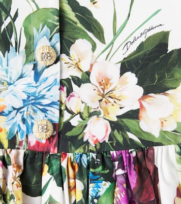 Abito in popeline di cotone con stampa floreale | Dolce&Gabbana Kids