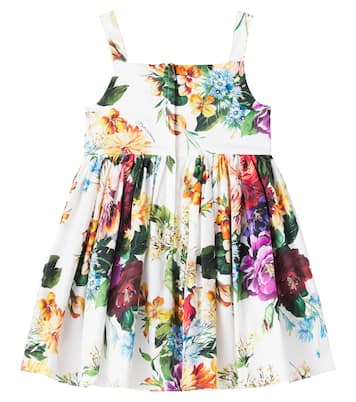 Abito in popeline di cotone con stampa floreale | Dolce&Gabbana Kids