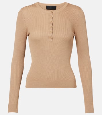Kyrie ribbed-knit silk Henley shirt | Nili Lotan
