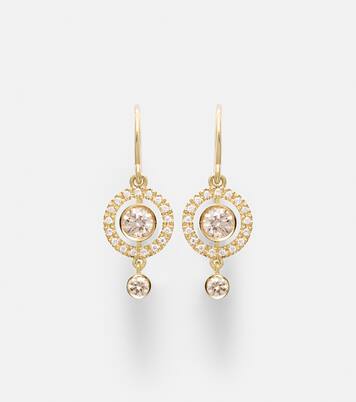 Orbit 18kt gold drop earrings with diamonds | Ileana Makri