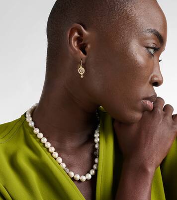 Orbit 18kt gold drop earrings with diamonds | Ileana Makri