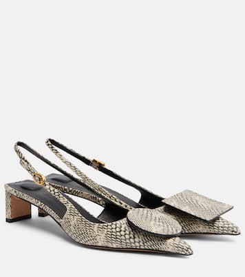Duelo snake-effect leather slingback pumps | Jacquemus