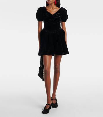 Puff-sleeve velvet minidress | Shushu/Tong