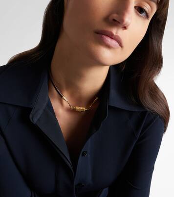 18kt gold and leather necklace with sapphires | Marie Lichtenberg
