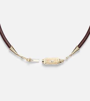 18kt gold and leather necklace with sapphires | Marie Lichtenberg