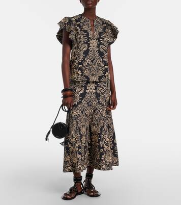 Clarisse printed cotton poplin midi skirt | Ulla Johnson