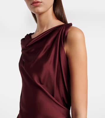 Abito midi asimmetrico in raso drappeggiato | Victoria Beckham