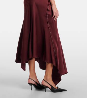 Abito midi asimmetrico in raso drappeggiato | Victoria Beckham