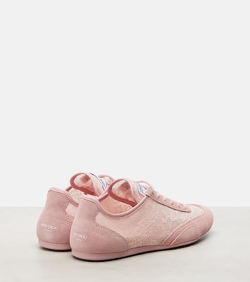Sunny suede-trimmed lace sneakers | Jimmy Choo