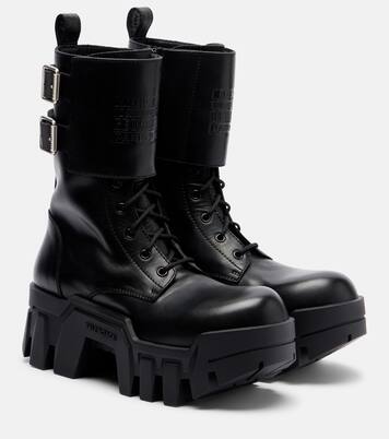 Bulldozer 25 leather platform combat boots | Balenciaga