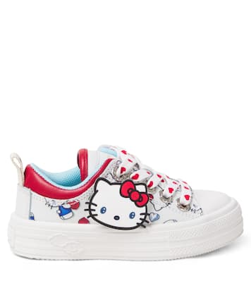 x Hello Kitty leather-trimmed sneakers | Monnalisa