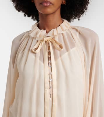 Shirred tie-neck maxi dress | Xu Zhi