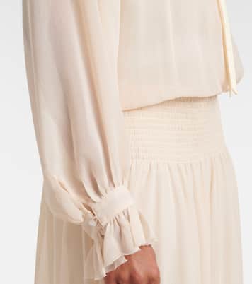 Shirred tie-neck maxi dress | Xu Zhi