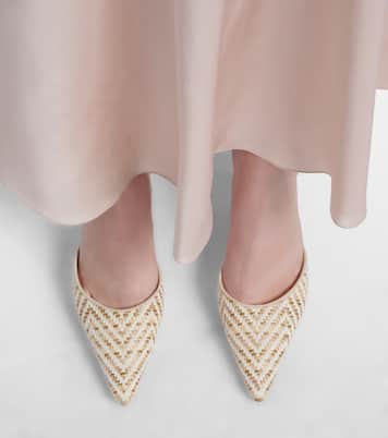 Carolyne leather-trimmed woven mules | Manolo Blahnik