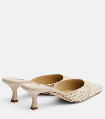 Carolyne leather-trimmed woven mules | Manolo Blahnik