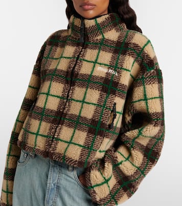 Plaid cropped fleece jacket | Miu Miu