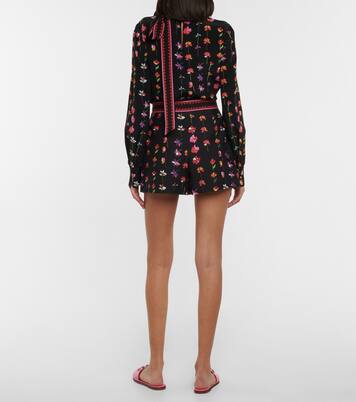 Shorts in misto lana con stampa floreale | Valentino